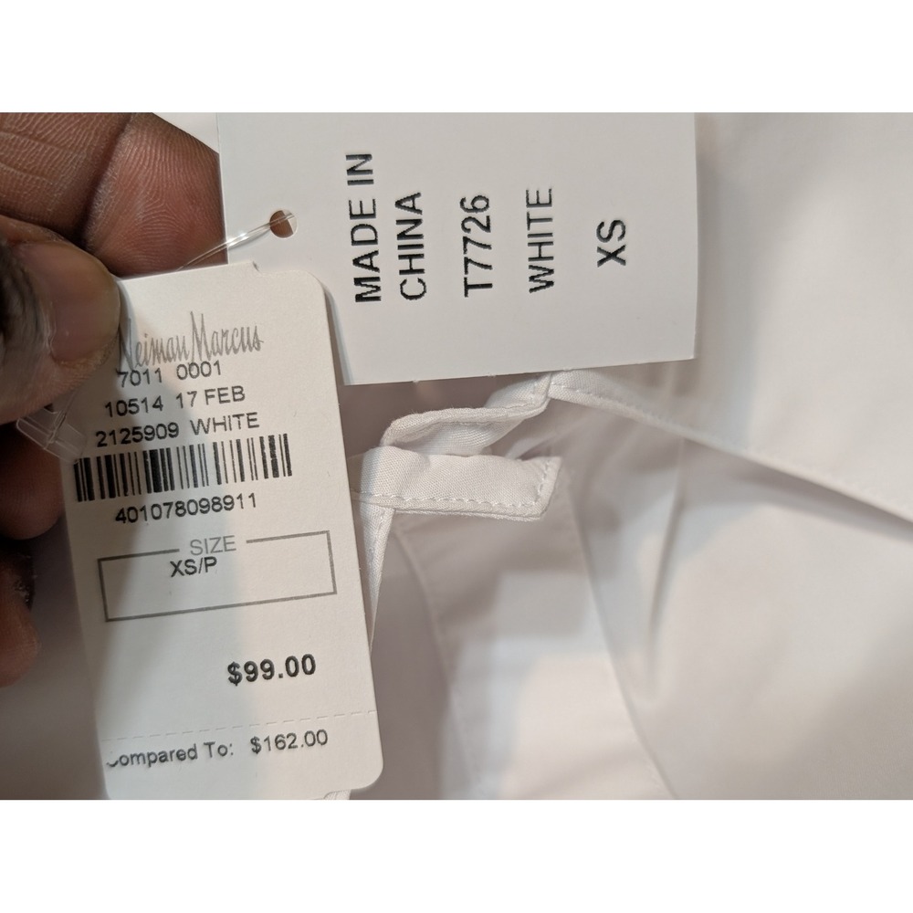 Neiman‎ Marcus White Bell Sleeve Button Down Tunic Top XS NWT - Picture 2 of 5